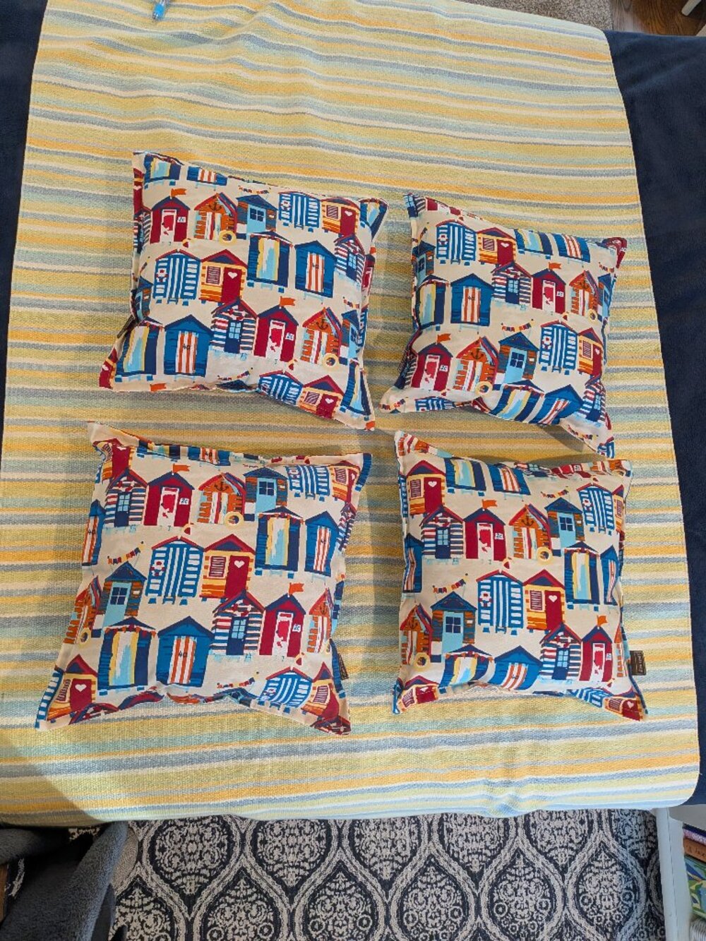 Set of 4 Allen + Roth Beach Hut indoor / outdoor pillows (16x16)